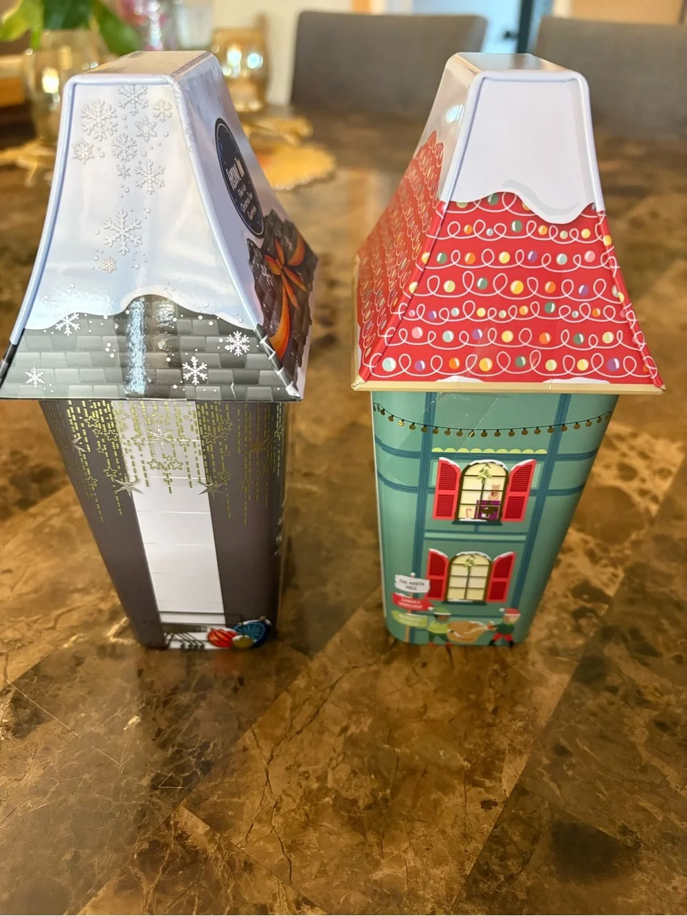 Festive Holiday Empty Tin - Blue, Teal and Red